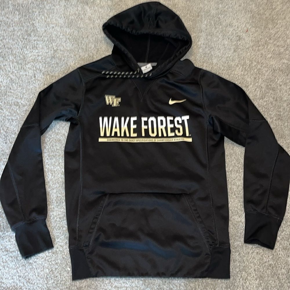 Black Nike thermafit wake Forest demon deacons  hooded hoodie Sweatshirt S